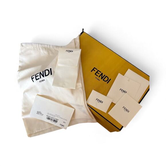 $1781! FENDI First 1 Leather Paneling Low-Top Sneakers - White SZ 8.5 - Picture 6 of 7